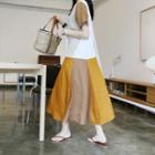 Color-block Linen Blend Long Dress