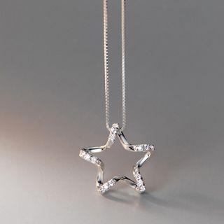 Star Rhinestone Pendant Sterling Silver Necklace S925 Silver Necklace - Silver - One Size
