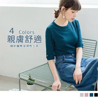 Fold-up Sleeve Knit Top