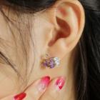 Rhinestone Swan Stud Earring 1 Pair - 752 - Purple & Gold - One Size
