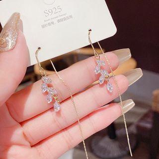 Rhinestone Drop Earring Cs0312 - 1 Pr - Gold - One Size