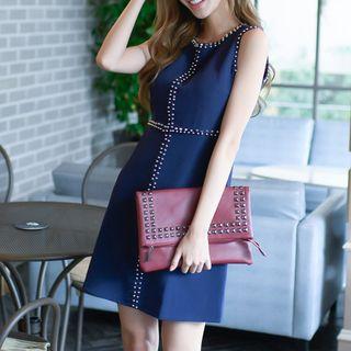 Studded Sleeveless A-line Dress