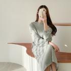 Set: Banded-hem Faux-fur Lined Pullover + Skirt