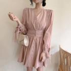 Tie-cuff Long-sleeve A-line Dress