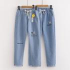 Smiley Face Print Harem Jeans
