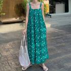 Dotted Wide-leg Jumpsuit Green - One Size