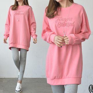 Fingers Crossed Embroidered Long Sweatshirt