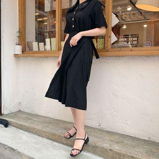 Wrap-front Cotton Long Shirtdress