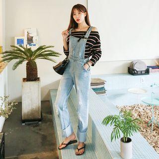 Cuff-hem Distressed Washed Jumper Jeans