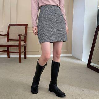 Welt-pocket Houndstooth Miniskirt