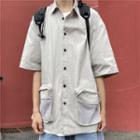 Short Sleeve Cargo Shirt Light Gray - One Size