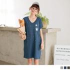 V-neck Star Print Loose-fit Dress