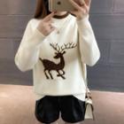 Reindeer Embroidered Sweater