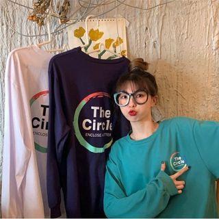 Lettering Long-sleeve Loose-fit T-shirt - 3 Colors