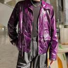 Long-sleeve Faux Leather Zip Jacket