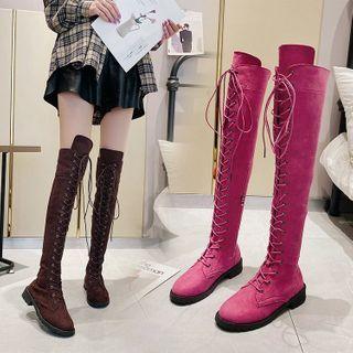 Faux Suede Lace-up Platform Over-the-knee Boots