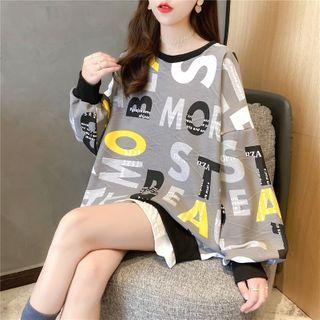 Long-sleeve Mock Two-piece Letter Printed Sweatshirt