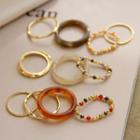Set Of 4: Alloy / Faux Crystal / Resin Ring (assorted Designs)