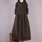 Lace Trim Floral Midi Shirtdress