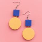 Two-tone Geometric Wooden Dangle Earring