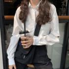 Cutout Plain Shirt White - One Size