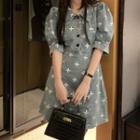 Short-sleeve Cross Print Denim Shirt Dress