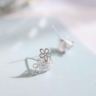 Flower Stud Earring / Heart Rhinestone Stud Earring