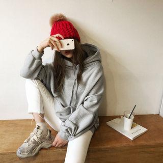 Letter Back Kangaroo-pocket Hoodie