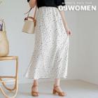 Plus Size Slit-side Dotted Maxi Skirt
