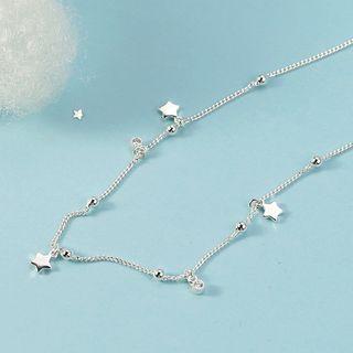 Rhinestone Alloy Star Necklace Silver - One Size