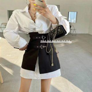 Set: Plain Shirt + Mini A-line Skirt