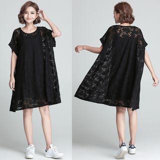 Short-sleeve Oversized Lace Dress