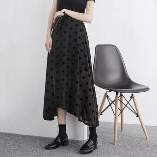 High-waist Dotted Mesh Skirt