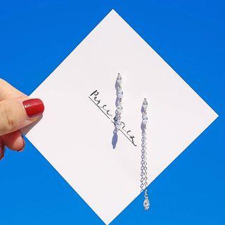 Rhinestone Non-matching Drop Earring Silver - One Size