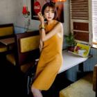 Halter-neck Textured Knit Dress