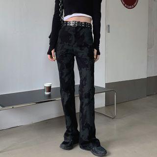 High-waist Print Straight Leg Pants