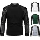 Faux-leather Panel Pullover