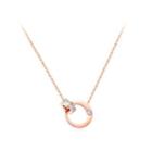 Fashion Simple Plated Rose Gold 316l Stainless Steel Hollow Heart Geometric Round Necklace With Cubic Zircon Rose Gold - One Size