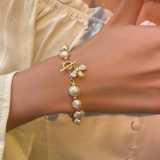 Faux Pearl Rhinestone Bracelet Pearl Bracelet - White - One Size