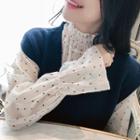 Bell-sleeve Dotted Chiffon Top
