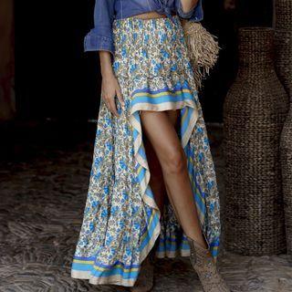 Floral Asymmetrical Maxi A-line Skirt