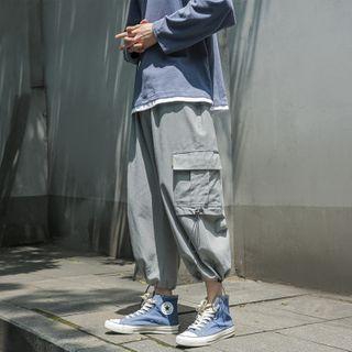High-waist Cargo Loose Fit Straight Cut Pants