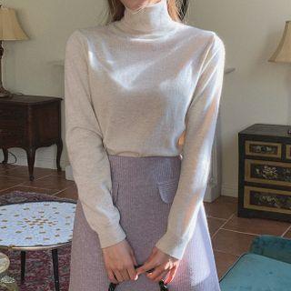Turtle-neck Cashmere Blend Top