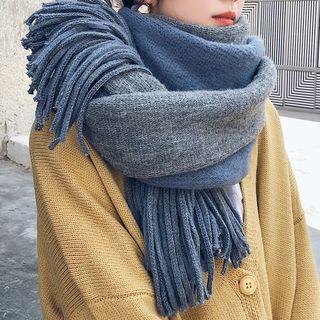 Two-tone Fringed Neck Scarf