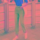 Roll-up Cropped Straight Leg Jeans