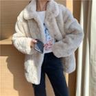 Furry Button Coat As Shown In Figure - One Size