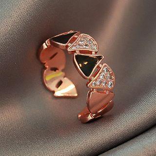 Rhinestone Gingko Open Ring Rose Gold - One Size
