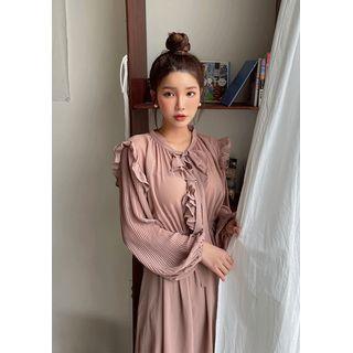 Jabot Frill Chiffon Maxi Dress