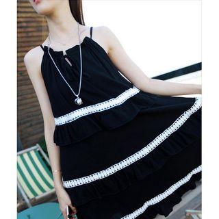 Contrast Trim Halter Dress