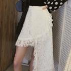 Asymmetrical A-line Lace Skirt White - One Size